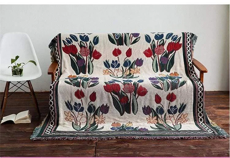 Country Style Floral Throw - Glova