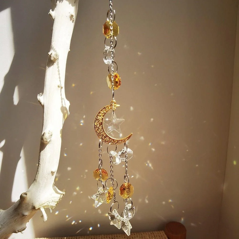 Crescent Moon Crystal Suncatcher - Glova