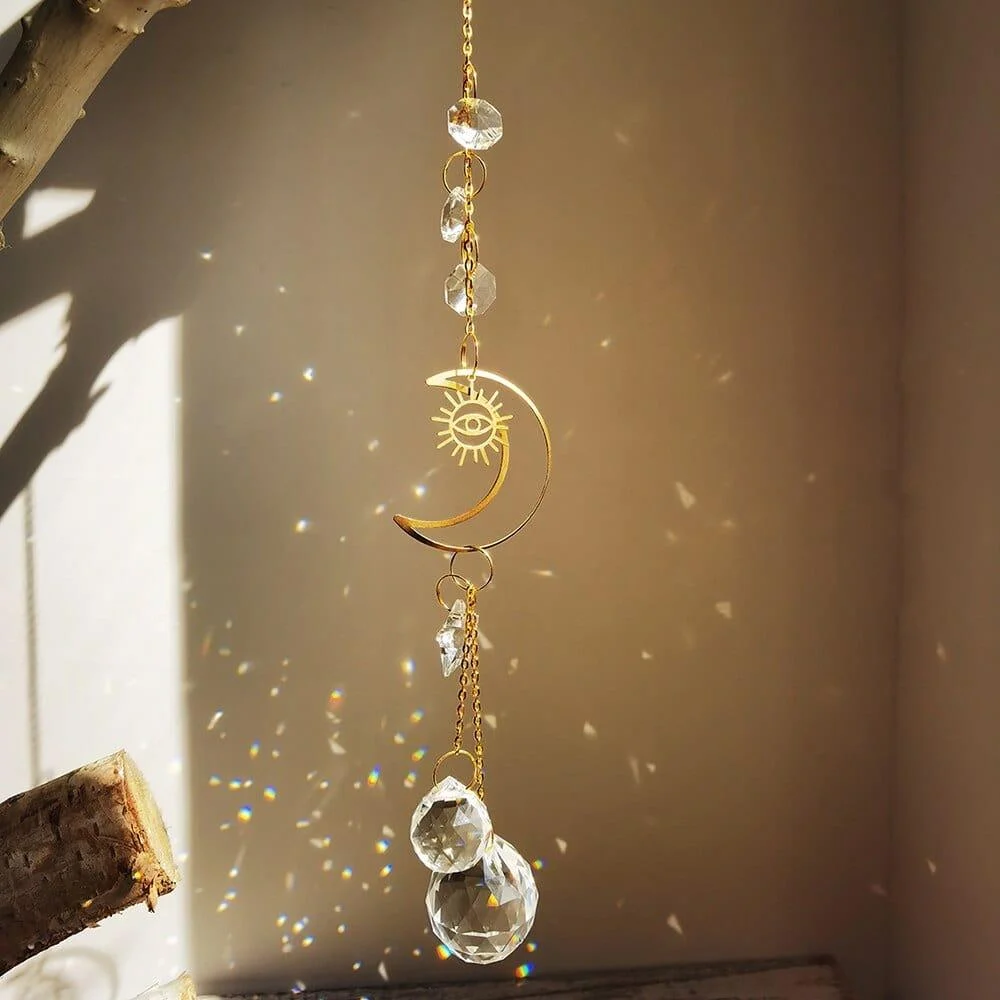 Crescent Moon Crystal Suncatcher - Glova