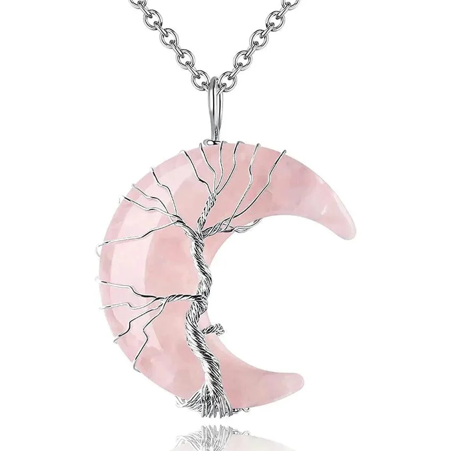 Crescent Moon Quartz Crystal Necklace - Glova