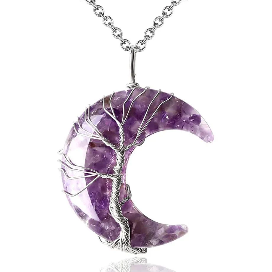 Crescent Moon Quartz Crystal Necklace - Glova