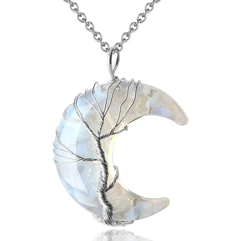 Crescent Moon Quartz Crystal Necklace - Glova