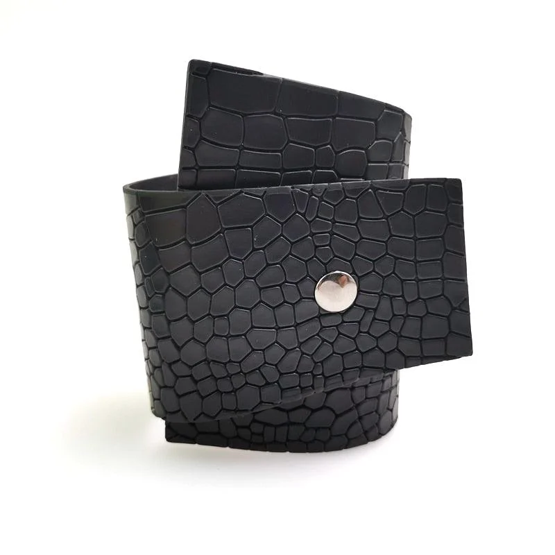 Croc Effect Leather Wrap Bracelet & Ring - Glova