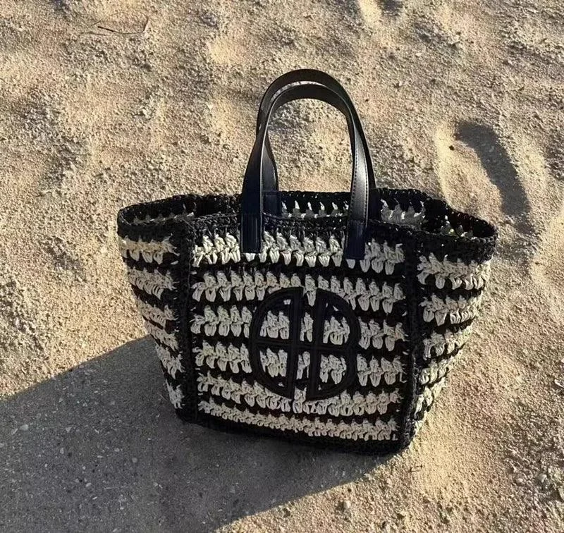 Crochet Straw Hand Woven Shopper Tote Bag - Glova