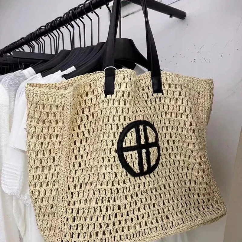 Crochet Straw Hand Woven Shopper Tote Bag - Glova