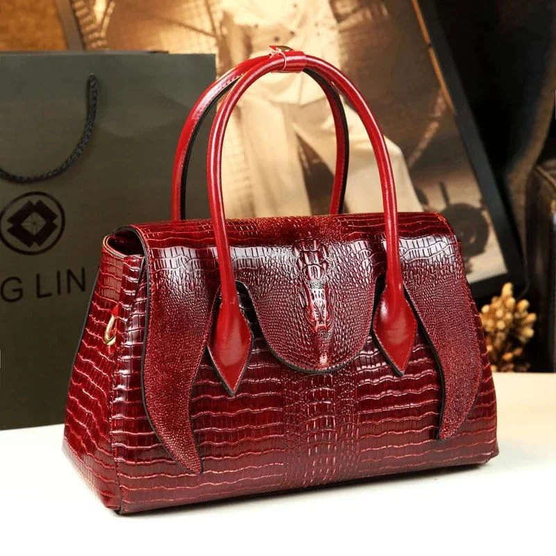 Crocodile Pattern Leather Crossbody Multi-layer Shoulder Bags - Glova