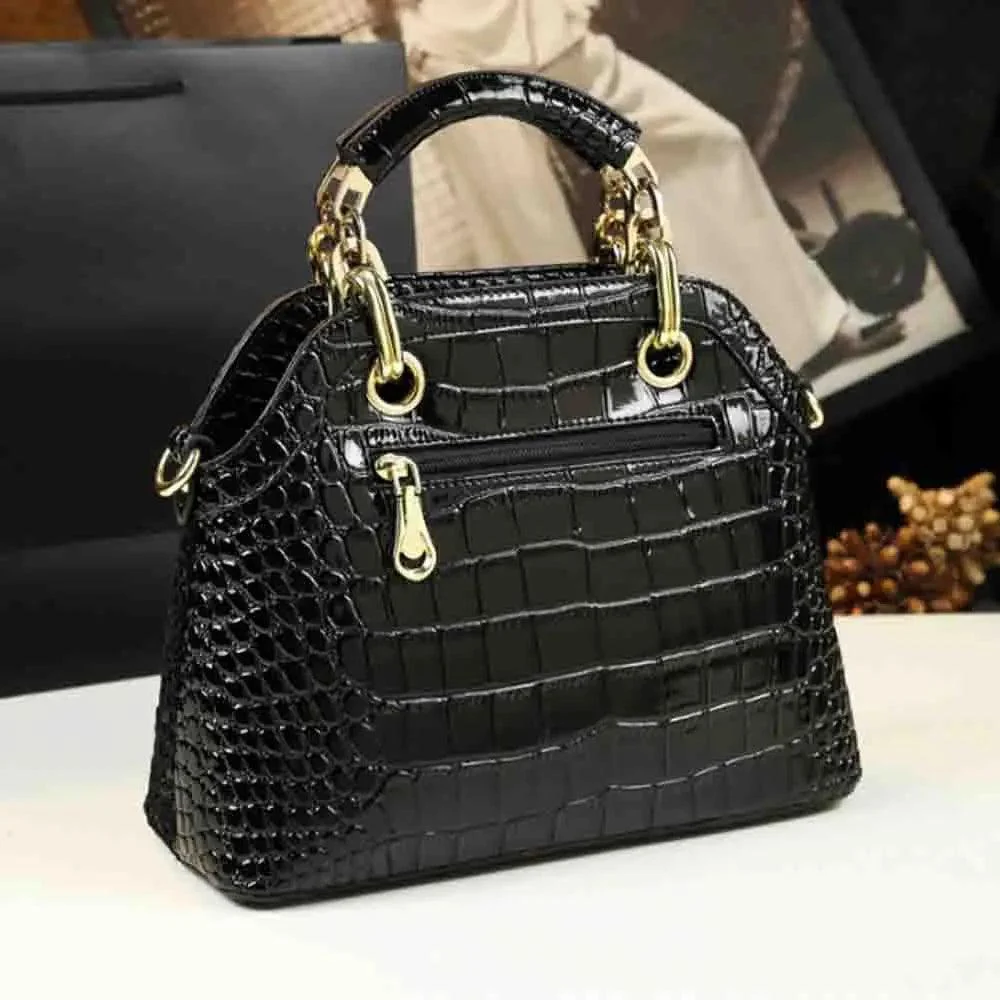 Crocodile Print Lattice with Diamond Ladies Shoulder Bag - Glova