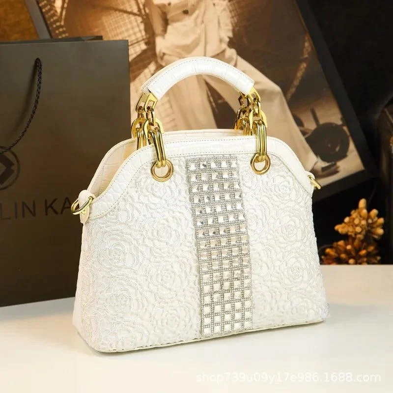 Crocodile Print Lattice with Diamond Ladies Shoulder Bag - Glova