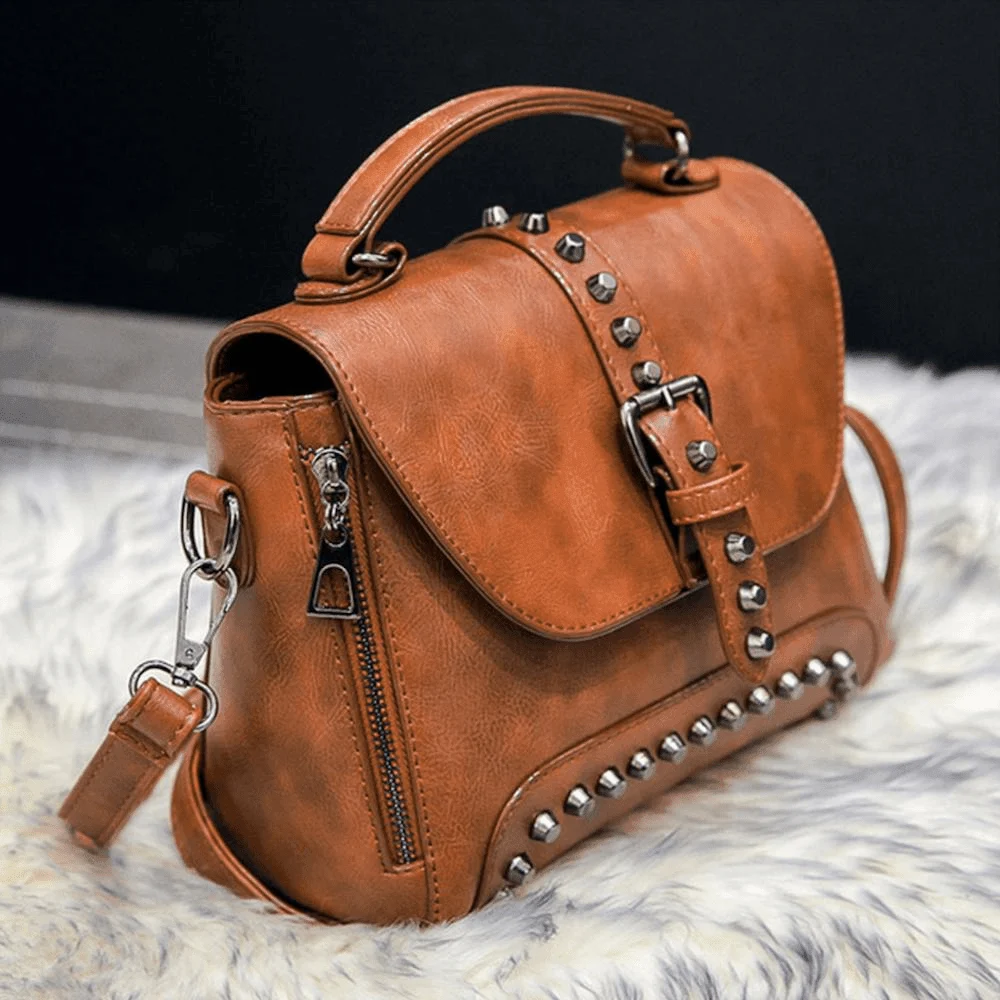 Crossbody Vintage Leather Rivet Shoulder Bag (6 Styles) - Glova