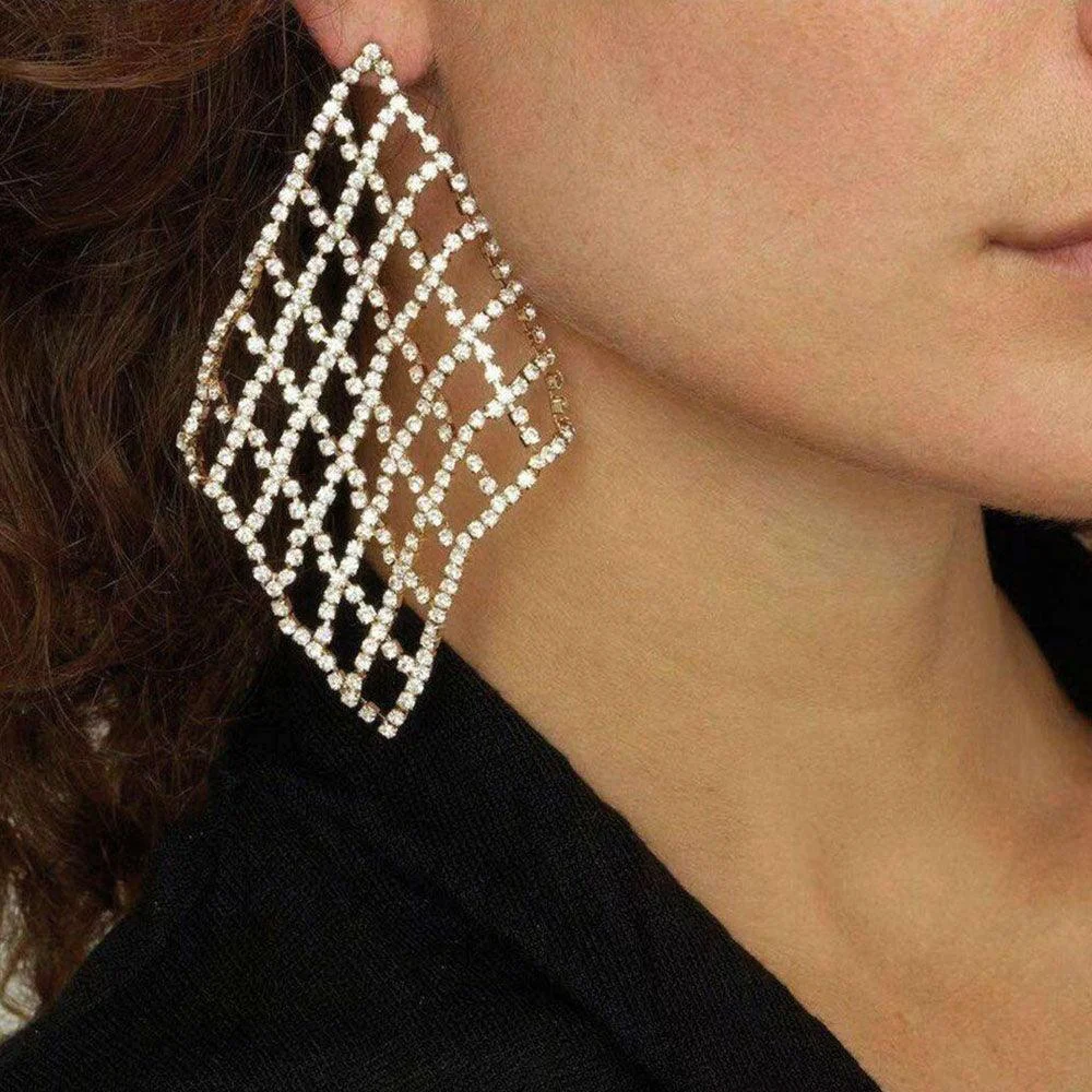 Crystal Chainmail Earrings - Gold or Silver - Glova