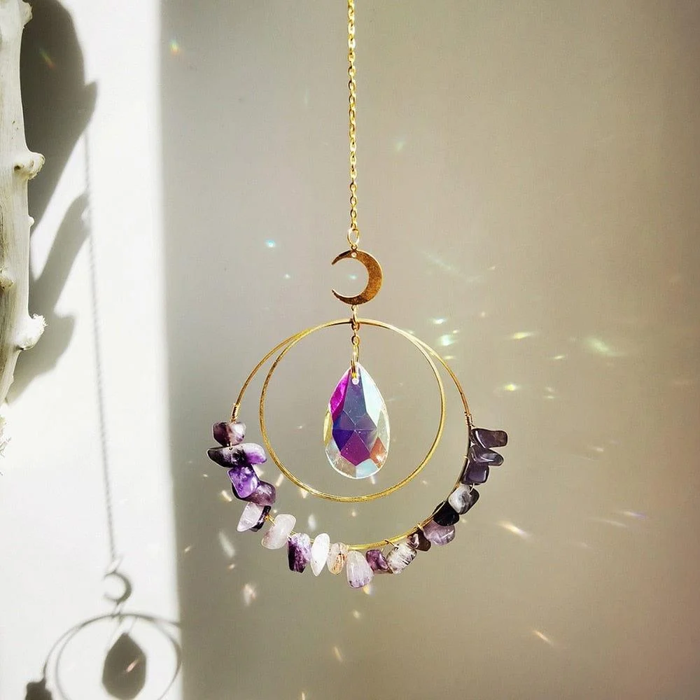 Crystal Chips Moon Suncatcher - Glova