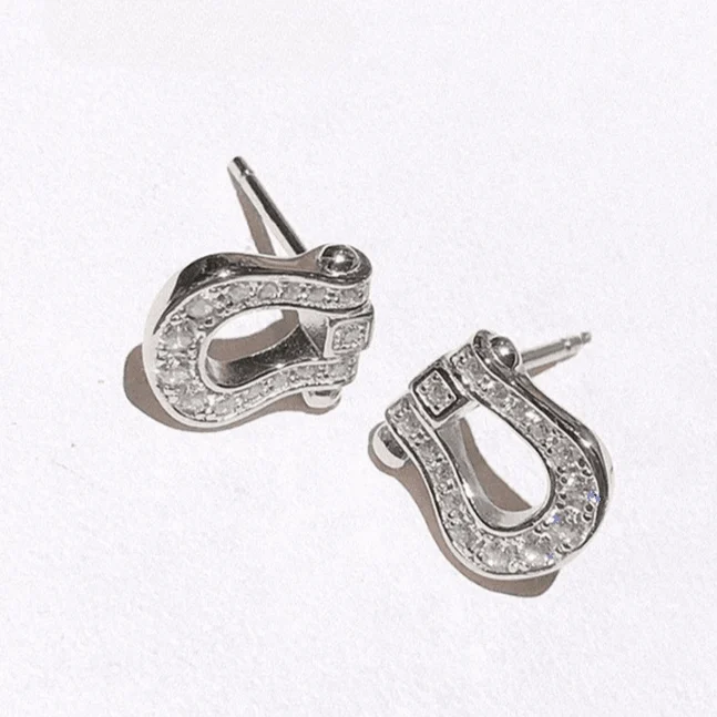 Crystal CZ Horsebit Stud Earrings - Glova