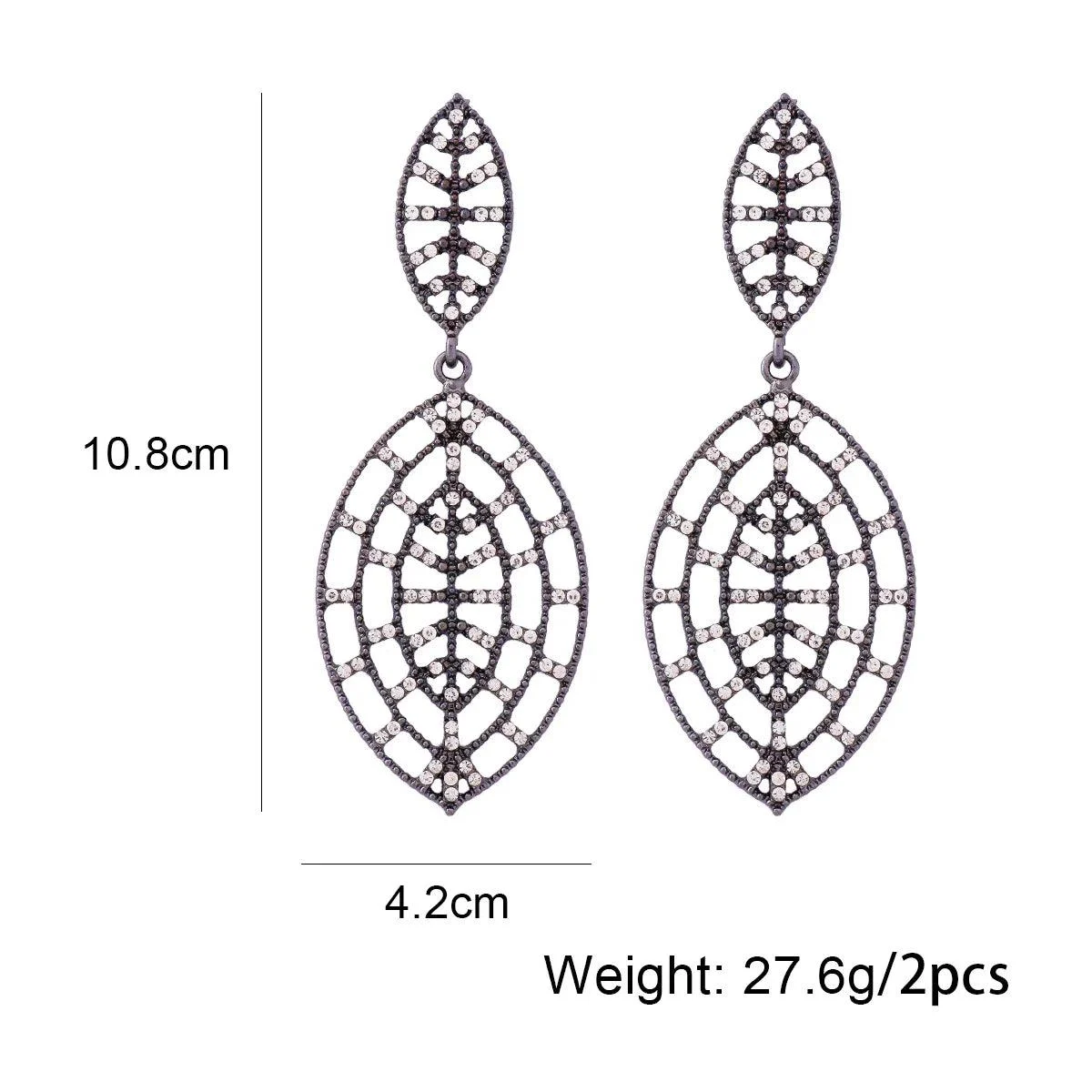 Crystal Leaf Web Drop Earrings - Glova