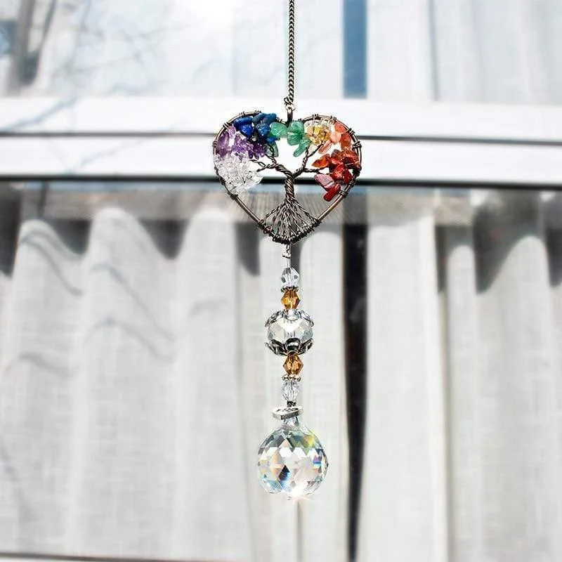 Crystal Wind Chime Tree Of Life Suncatcher - Glova