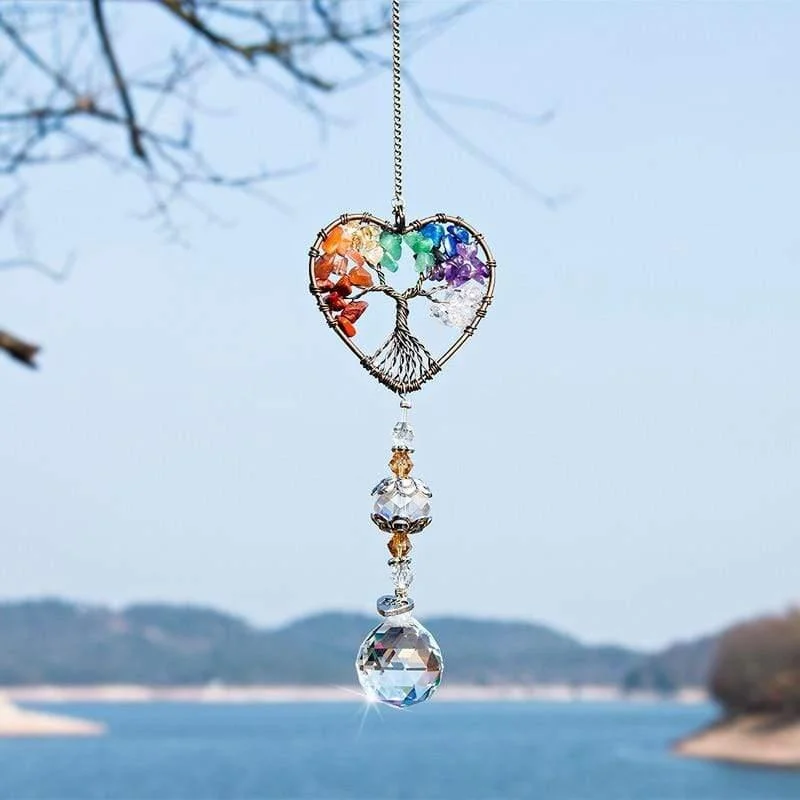 Crystal Wind Chime Tree Of Life Suncatcher - Glova