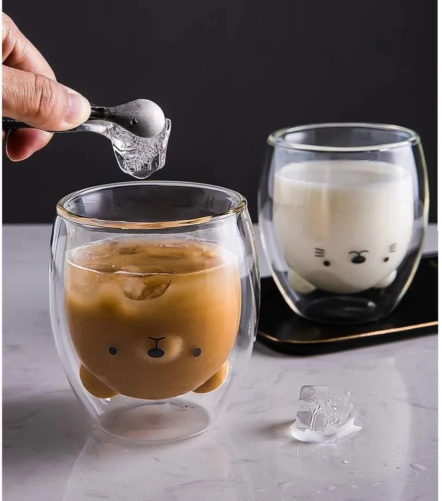 Cute Animals Double Glass Mug - Glova