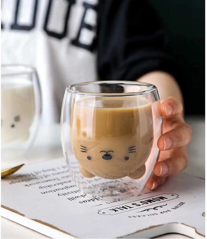 Cute Animals Double Glass Mug - Glova