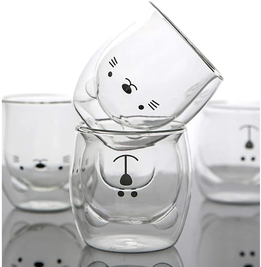 Cute Animals Double Glass Mug - Glova