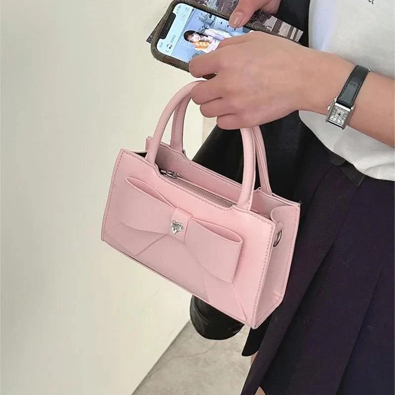 Cute Bow Small Pu Leather Elegant Crossbody Bag - Glova