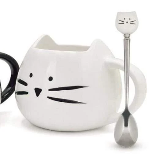 Cute Cat Coffee Mug With Spoon - Glova