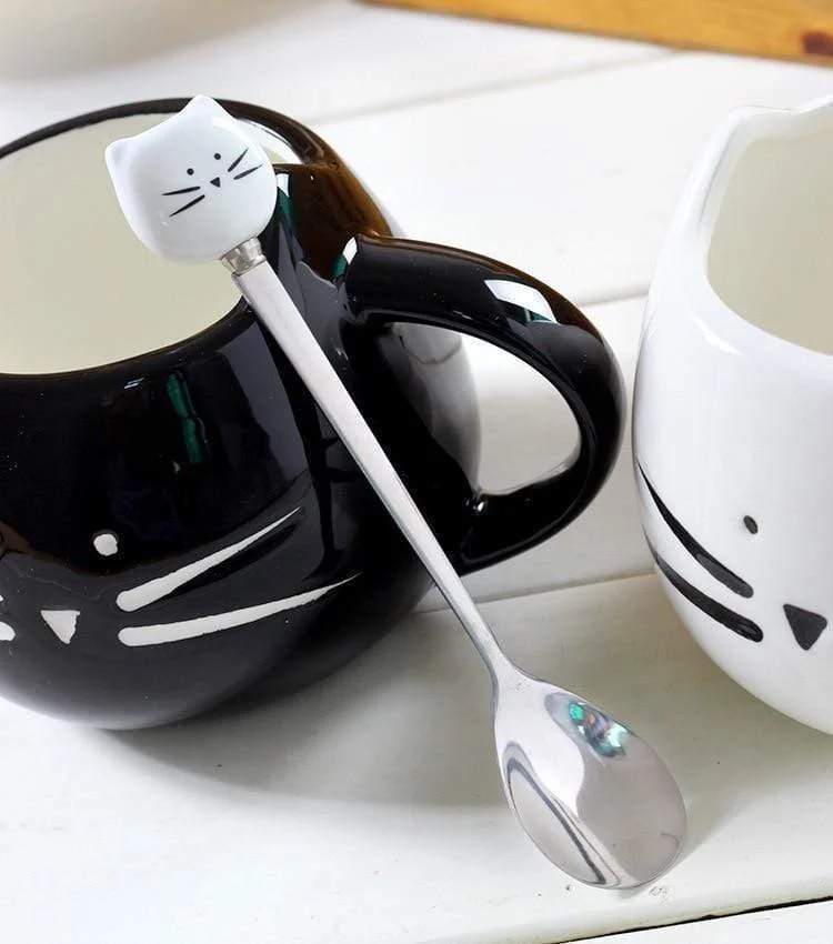 Cute Cat Coffee Mug With Spoon - Glova