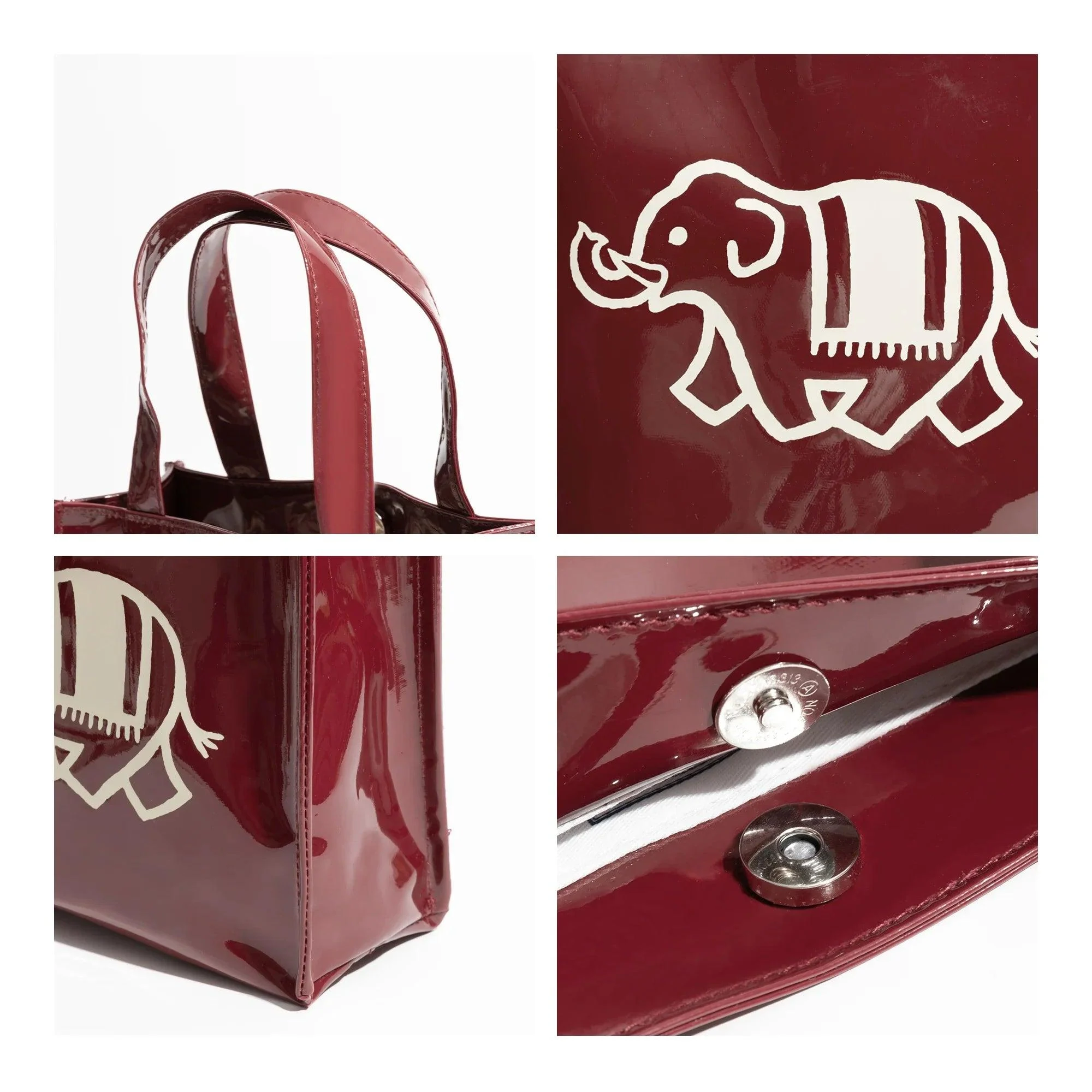 Cute Elephant Print Mini Glossy Tote - Glova