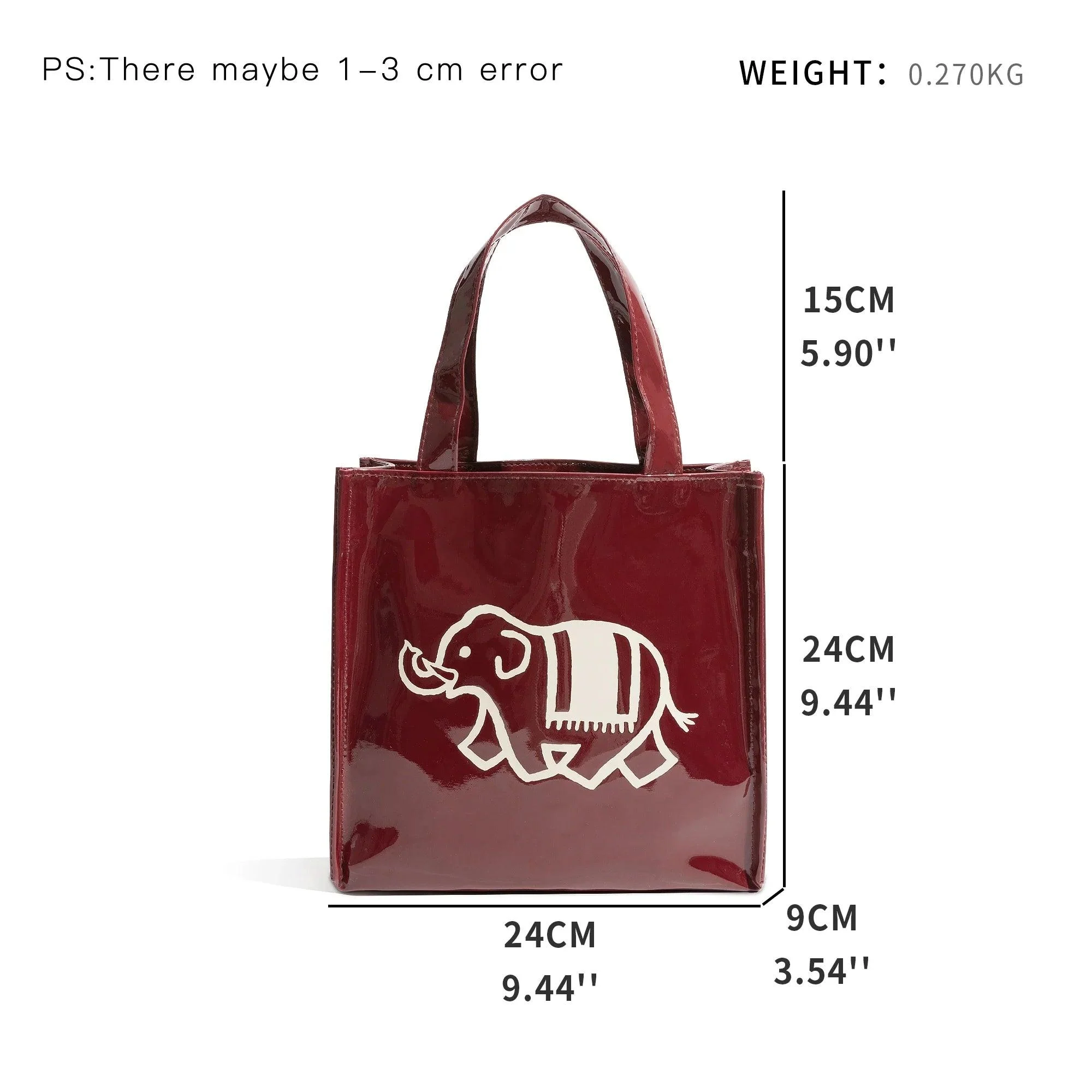 Cute Elephant Print Mini Glossy Tote - Glova