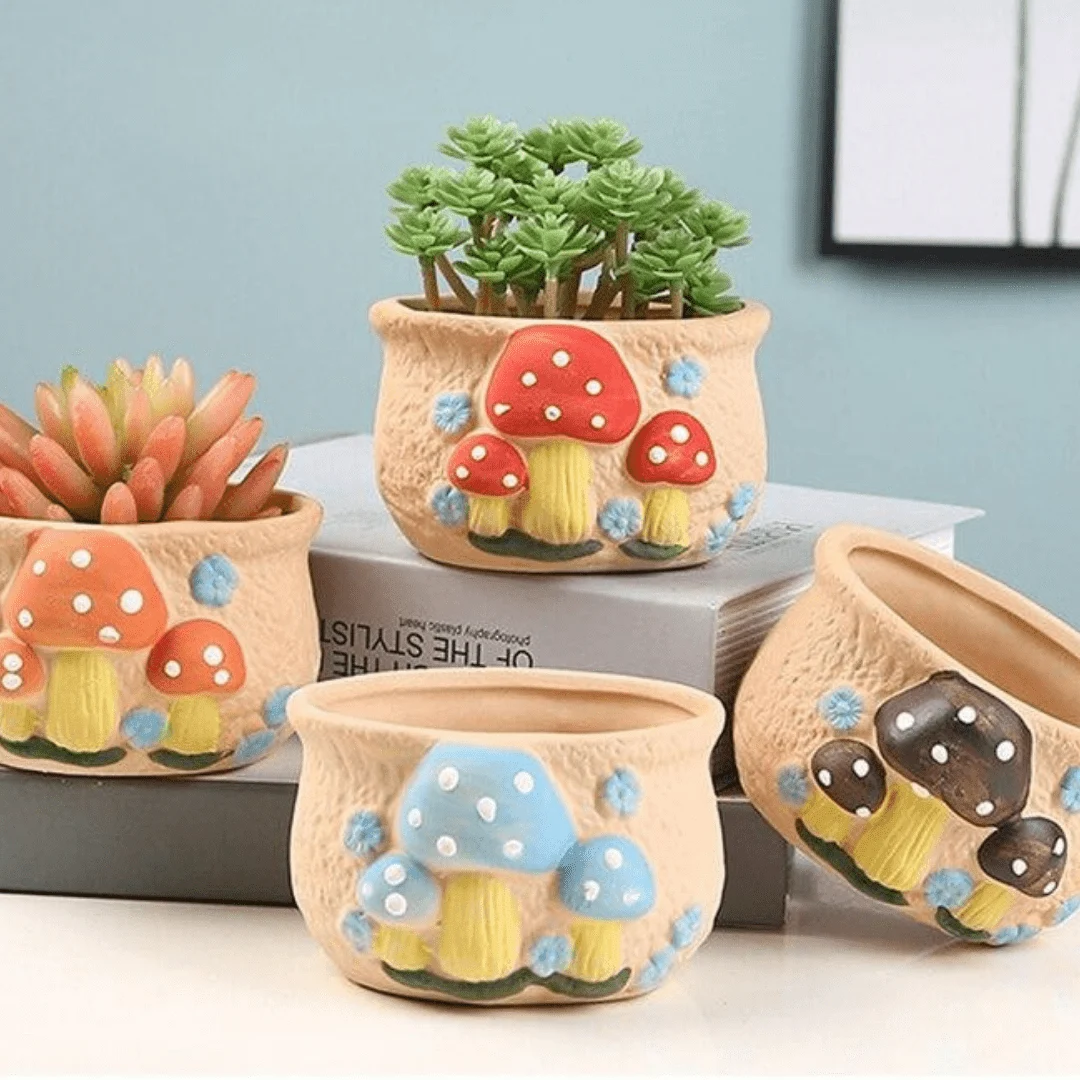 Cute Mushrooms Planter Pot - Glova