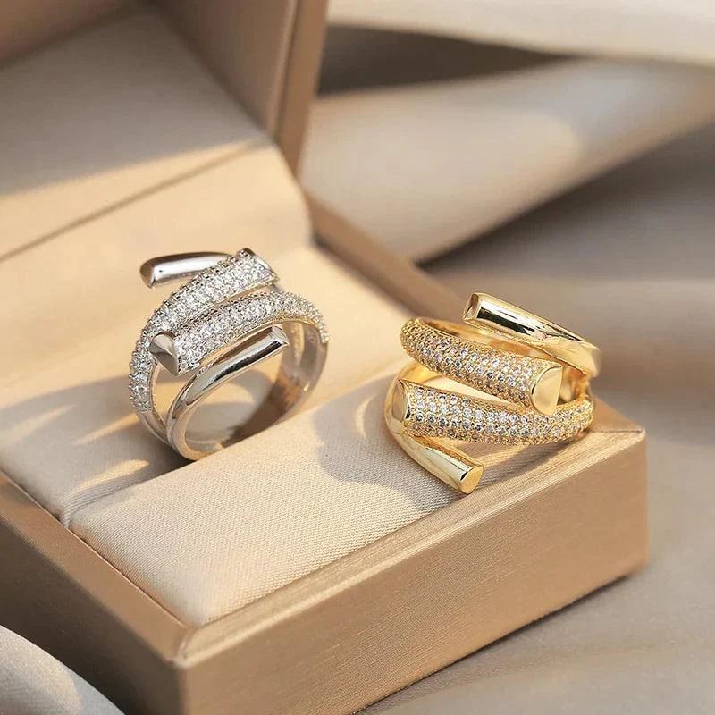 CZ Double Wrap Rings - Gold or Silver - Glova