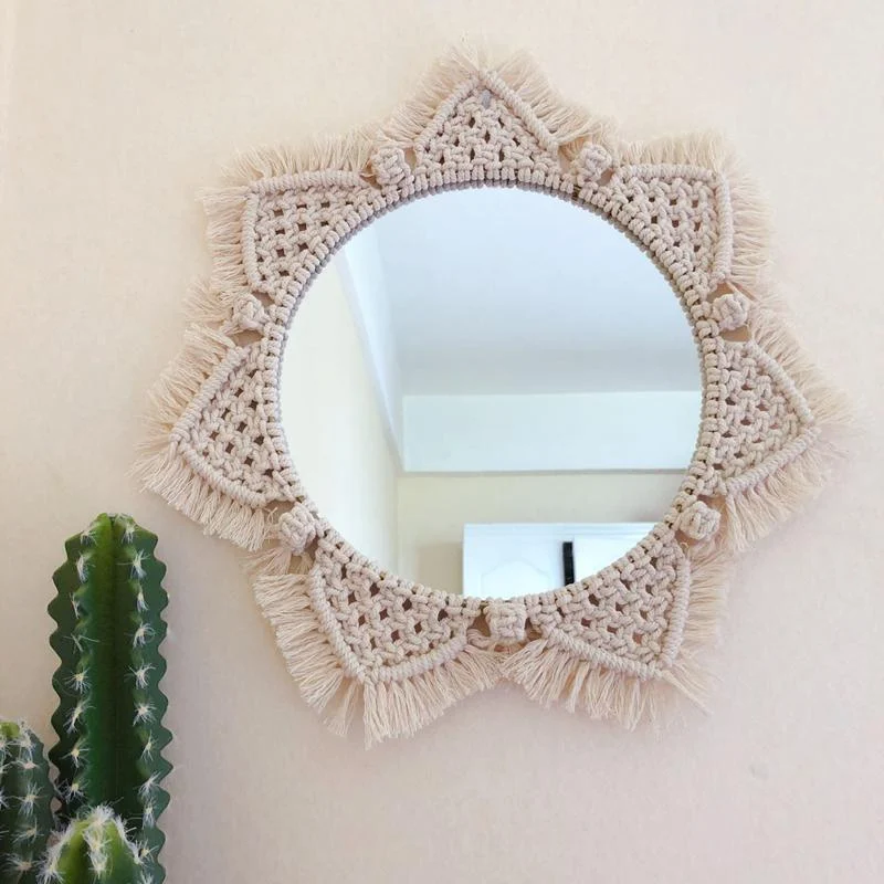 Dahlia Cotton Macrame Mirror - Glova