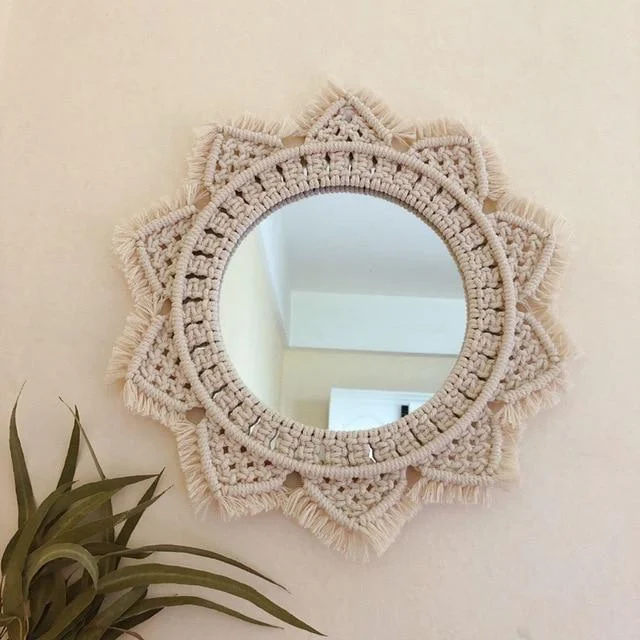 Dahlia Cotton Macrame Mirror - Glova