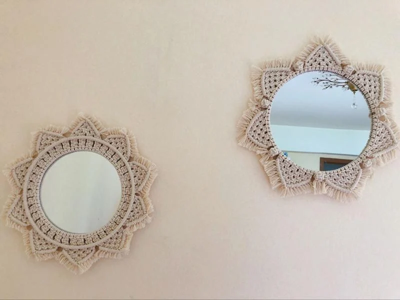 Dahlia Cotton Macrame Mirror - Glova