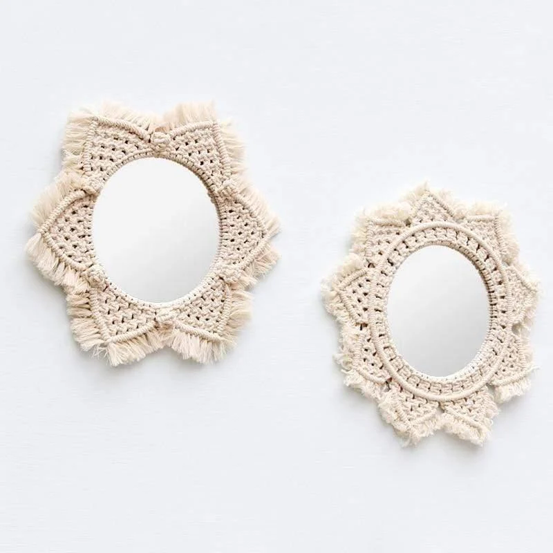 Dahlia Cotton Macrame Mirror - Glova