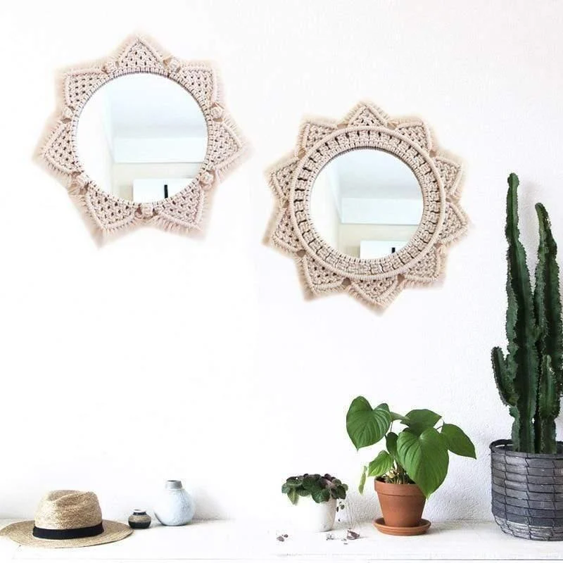 Dahlia Cotton Macrame Mirror - Glova