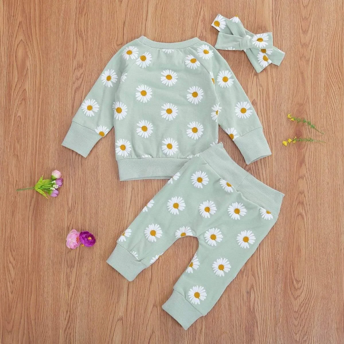 Daisy Print Sweatshirt + Joggers + Headband - Glova