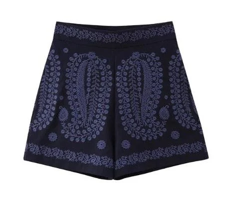 Dania Floral Embroidery Linen Shorts - 2 Colors - Glova