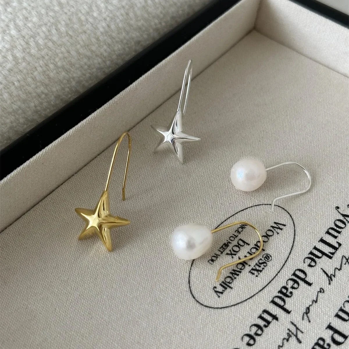 Danica Pearl and Star Drop Hook Earrings - Glova