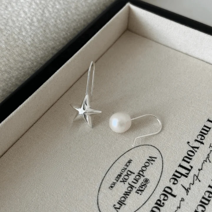 Danica Pearl and Star Drop Hook Earrings - Glova