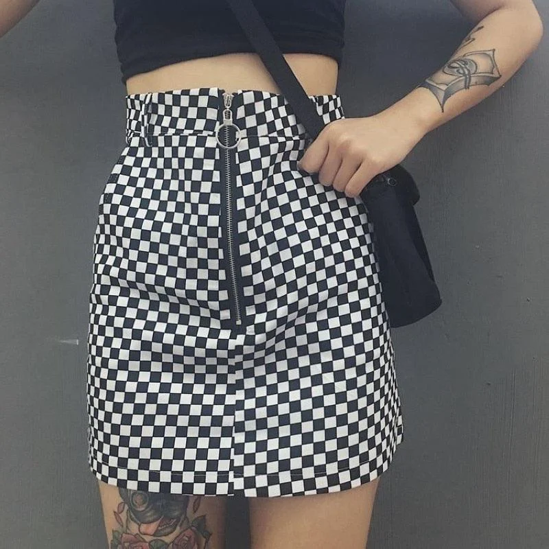 Daphne Checkerboard Mini Skirt - Glova