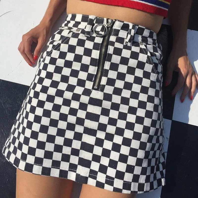 Daphne Checkerboard Mini Skirt - Glova