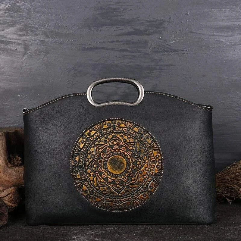 Dark Gray Mandala Embossed Bag - Glova