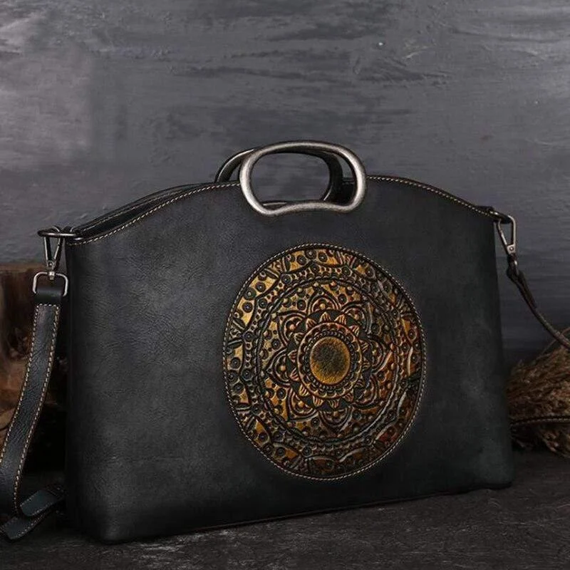 Dark Gray Mandala Embossed Bag - Glova