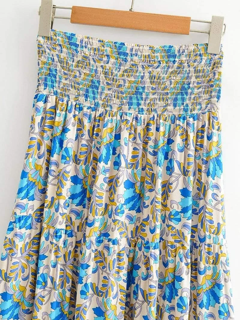 Daru High Waist Floral Skirt - Glova