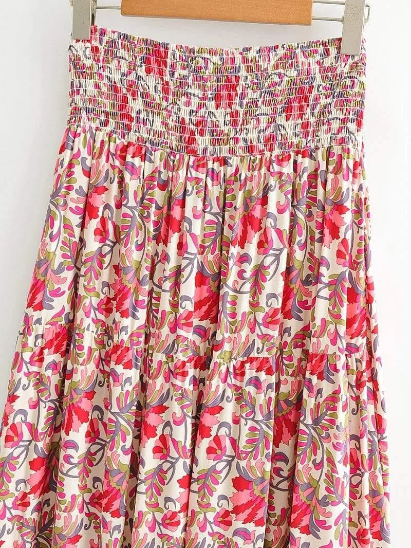 Daru High Waist Floral Skirt - Glova