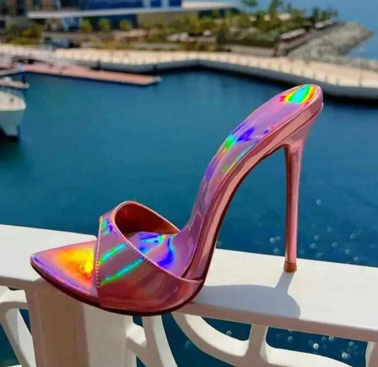 Dazzling Color Peep Toe Ladies Stiletto Sandals - Glova