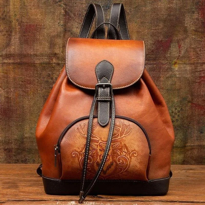 Deer Embossed Backpack - Glova