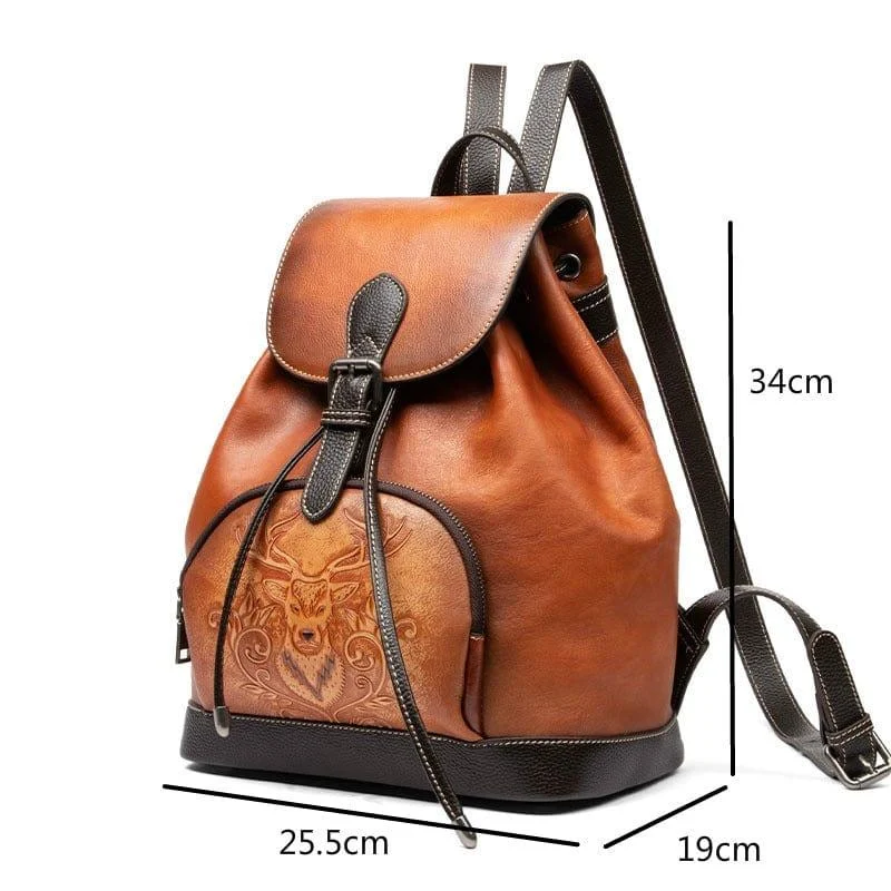 Deer Embossed Backpack - Glova