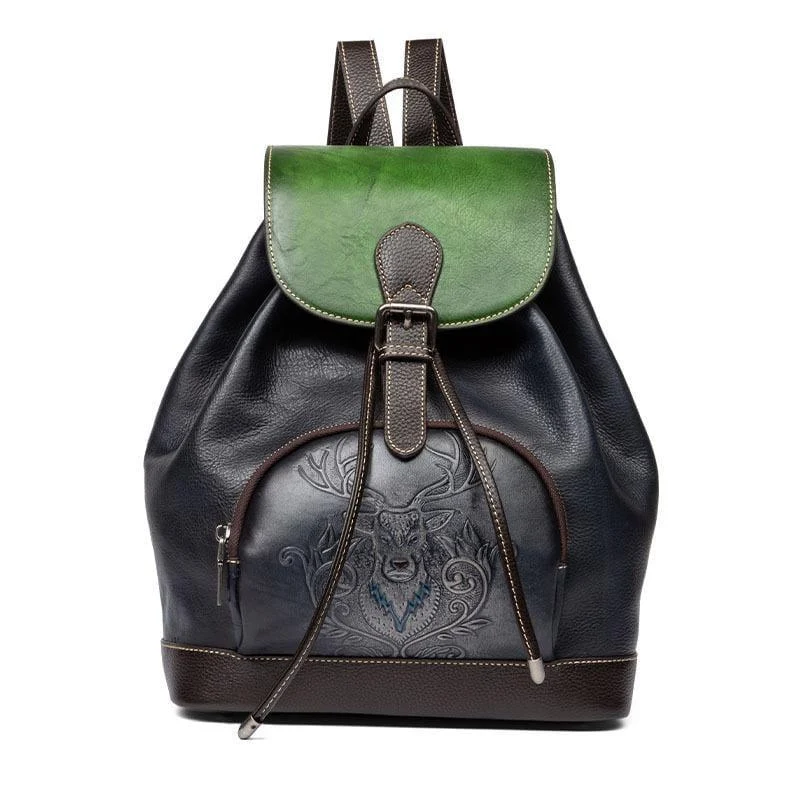 Deer Embossed Backpack - Glova