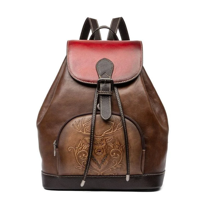 Deer Embossed Backpack - Glova