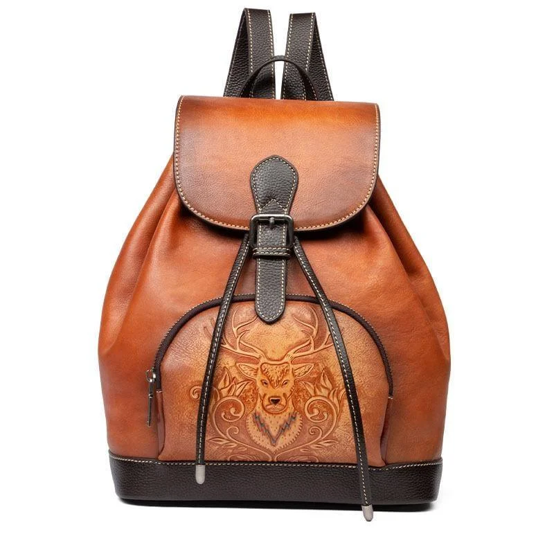 Deer Embossed Backpack - Glova